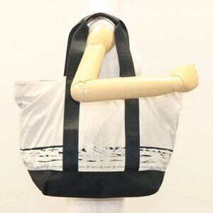 CHANEL Sports COCO Mark Tote Bag Nylon White Silver CC Auth